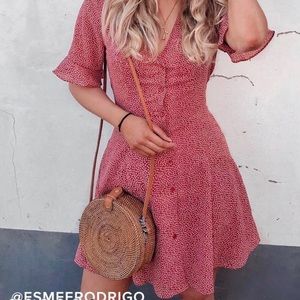 Castana Rust Red Print Button-Up Dress